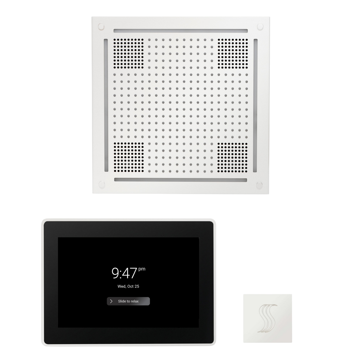 ThermaSol WHSTP15S Wellness Steam Package - HydroVive 18 Rainhead + ThermaTouch2 15" Control + SteamVection Square Steam Head