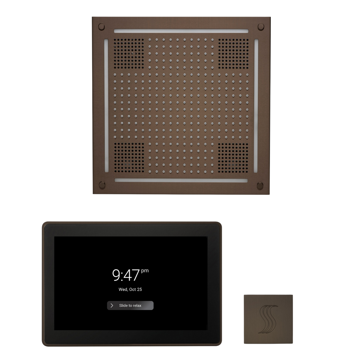 ThermaSol WHSTP15S Wellness Steam Package - HydroVive 18 Rainhead + ThermaTouch2 15" Control + SteamVection Square Steam Head