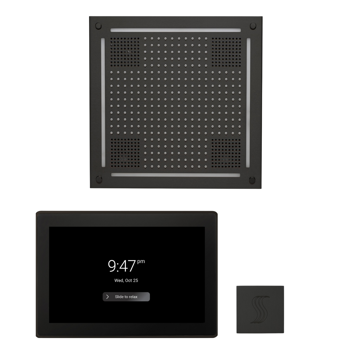 ThermaSol WHSTP15S Wellness Steam Package - HydroVive 18 Rainhead + ThermaTouch2 15" Control + SteamVection Square Steam Head