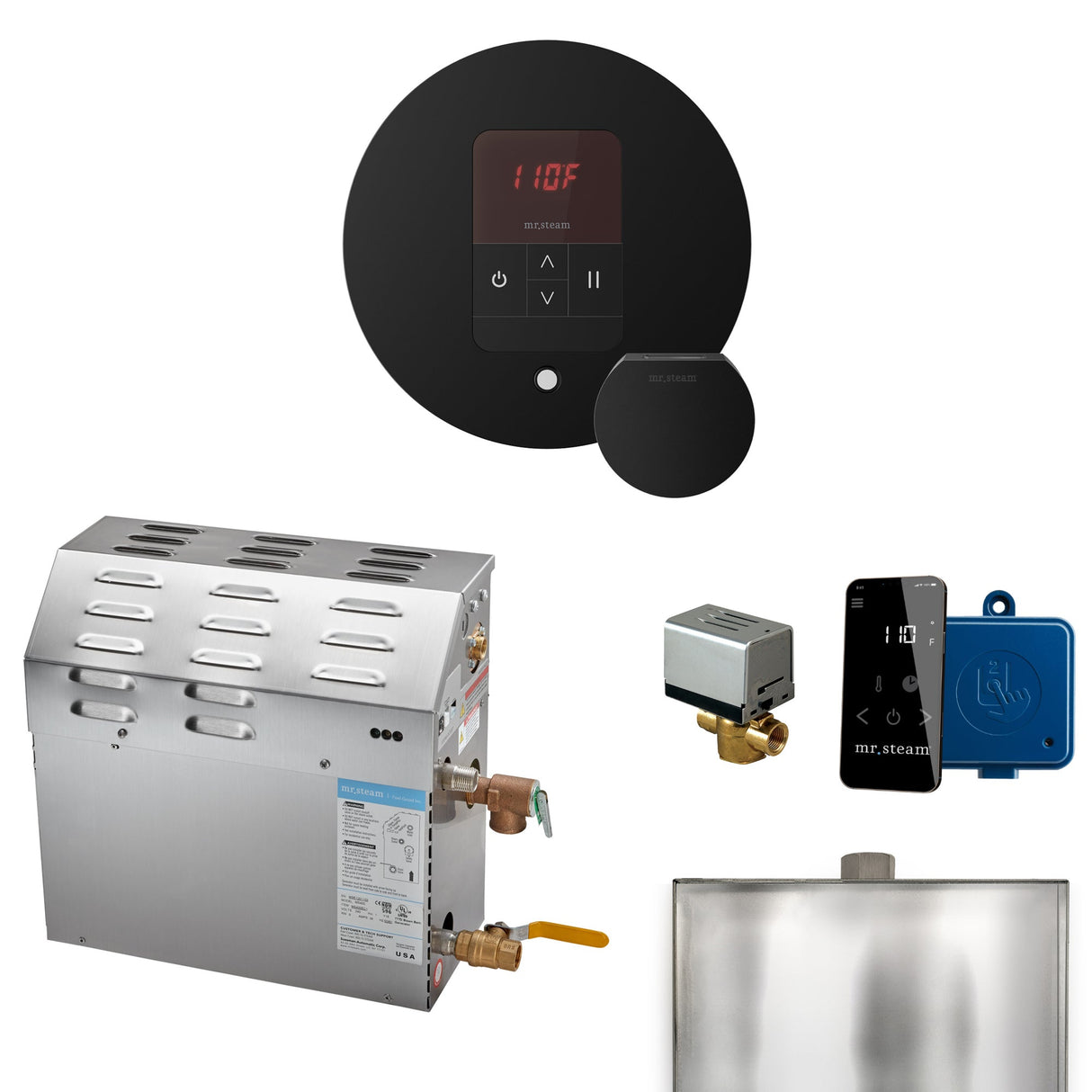Mr. Steam MSSUPER Steam Shower Generator Package with Round iTempo Control and Accessories