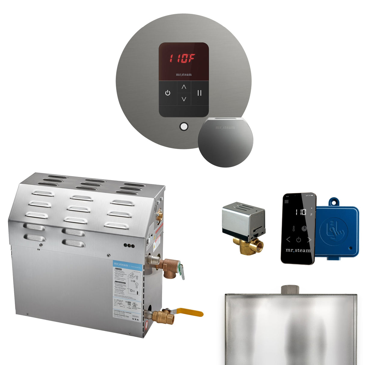 Mr. Steam MSSUPER Steam Shower Generator Package with Round iTempo Control and Accessories