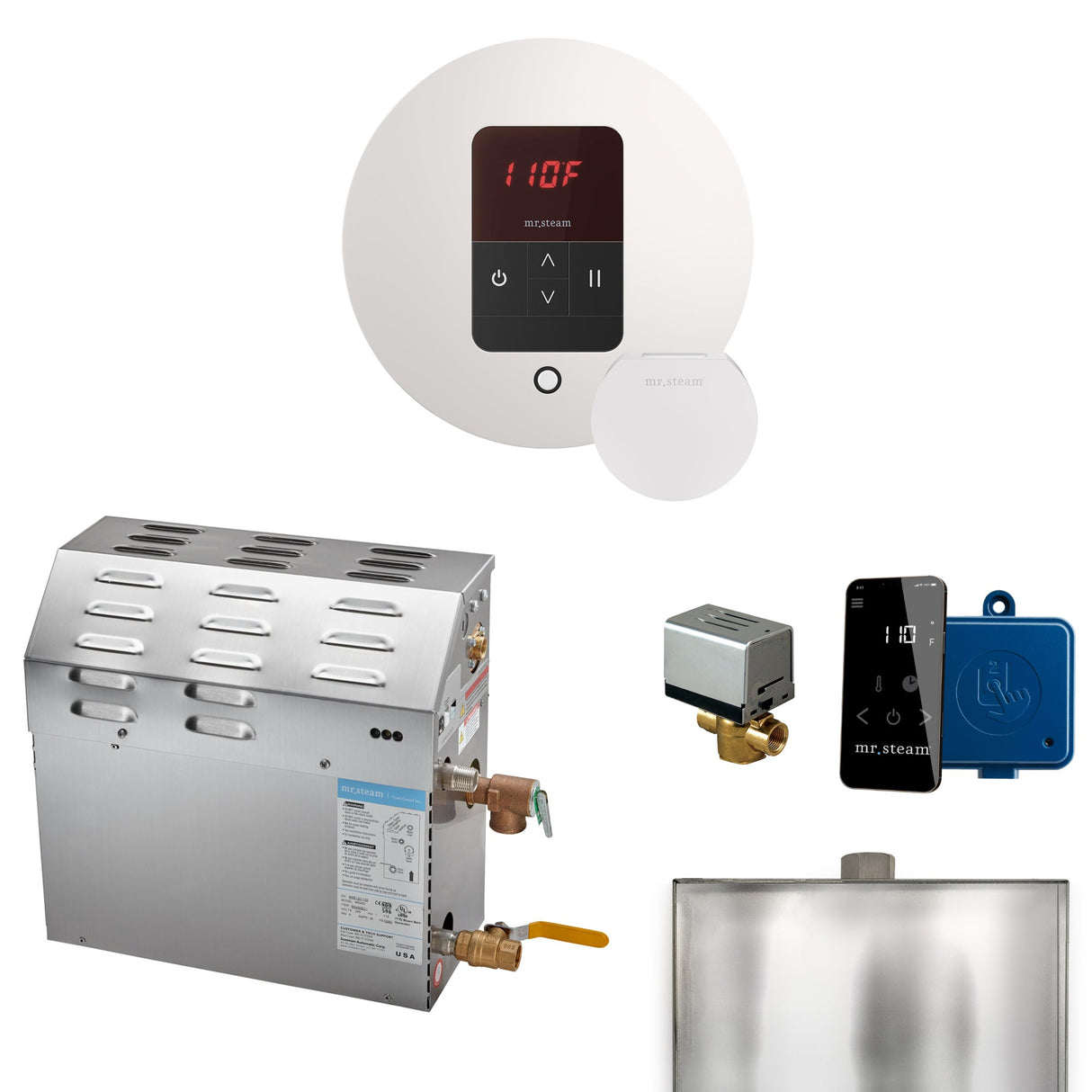 Mr. Steam MS Steam Shower Generator Package with Round iTempo Control and Accessories