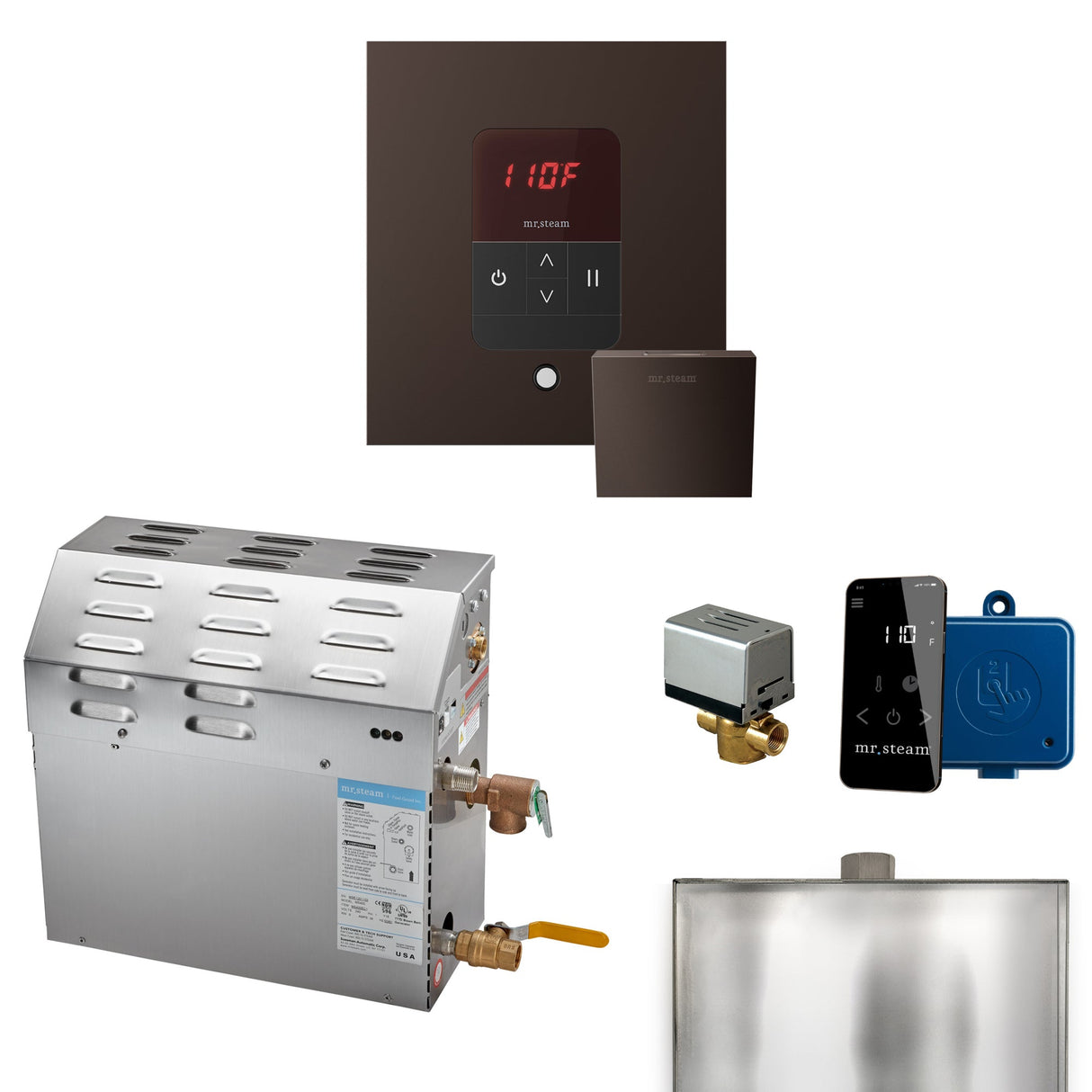 Mr. Steam MS Steam Shower Generator Package with Square iTempo Control and Accessories