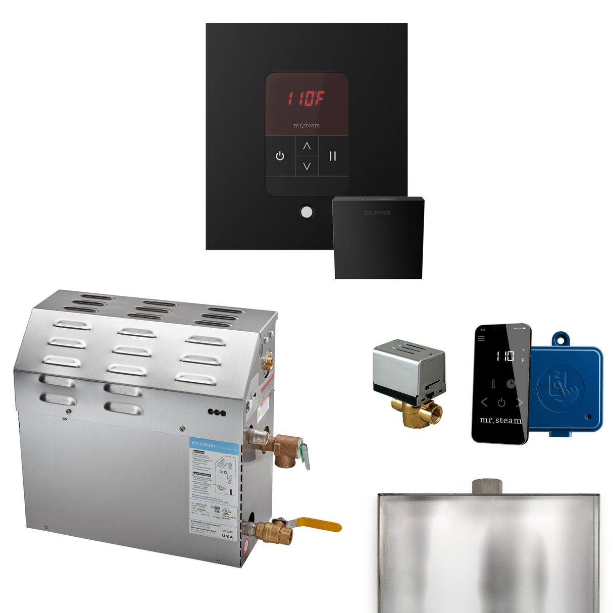 Mr. Steam MS Steam Shower Generator Package with Square iTempo Control and Accessories
