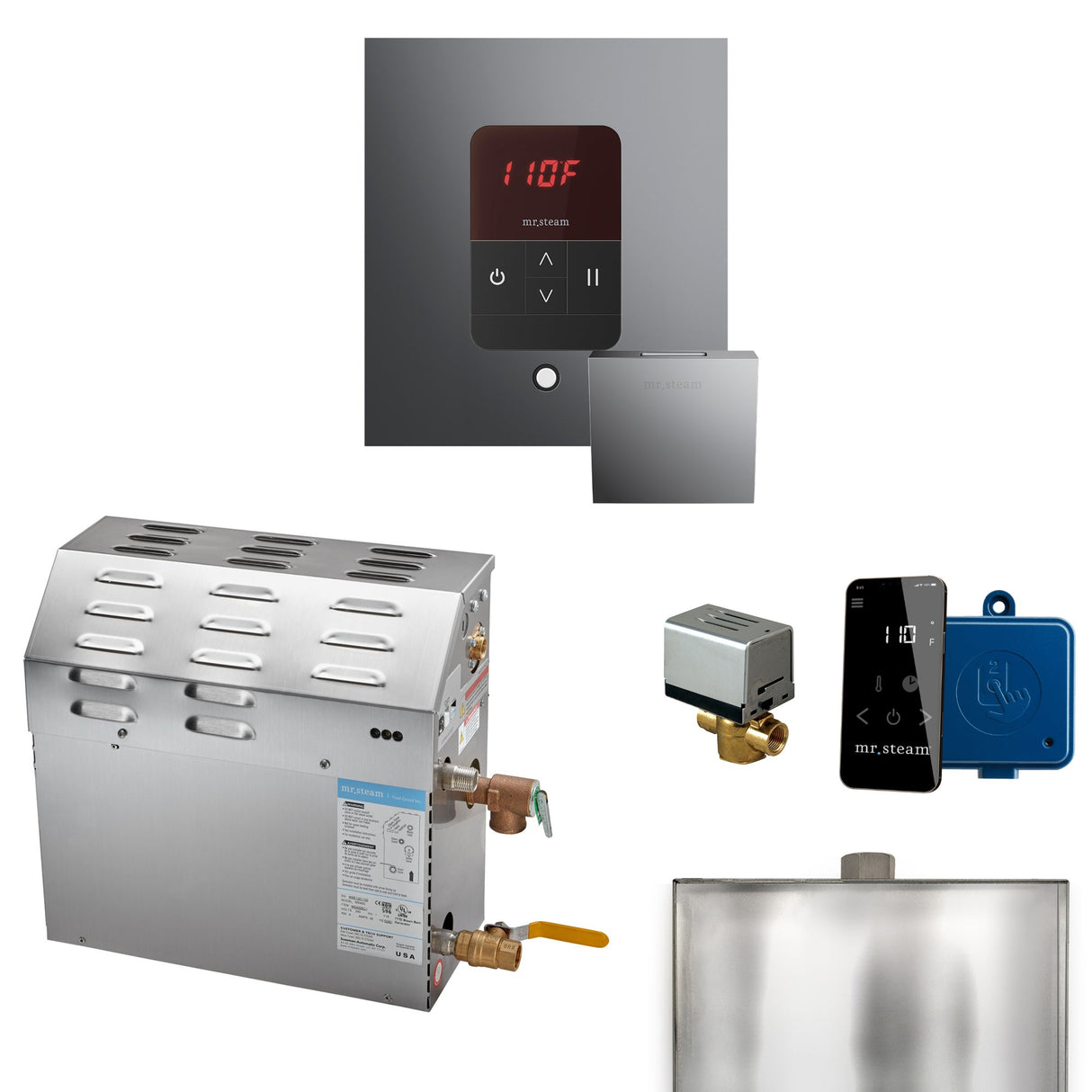 Mr. Steam MSSUPER Steam Shower Generator Package with Square iTempo Control and Accessories