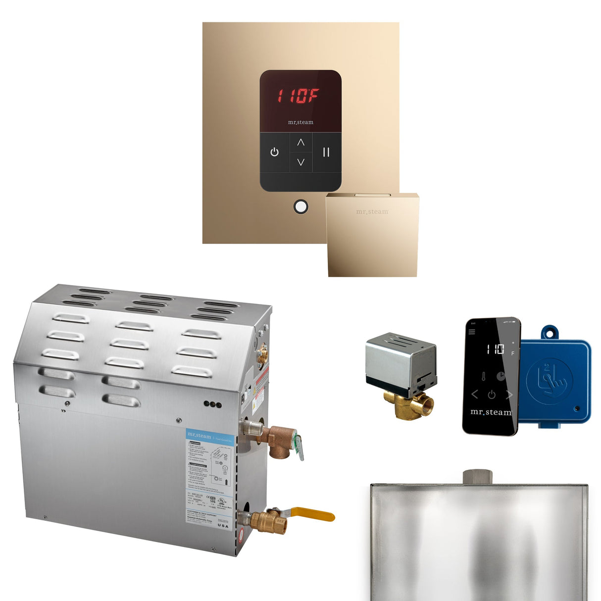 Mr. Steam MSSUPER Steam Shower Generator Package with Square iTempo Control and Accessories