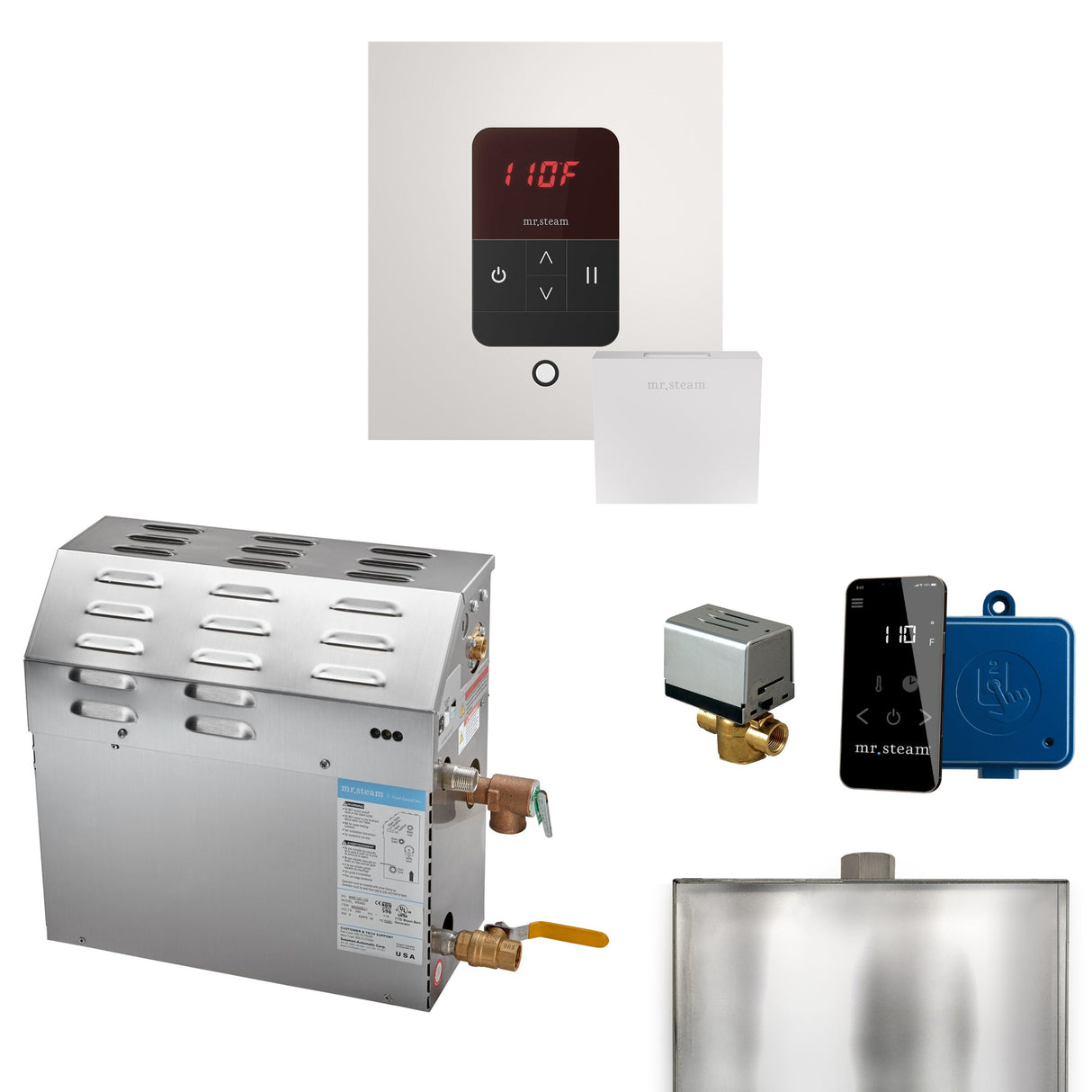 Mr. Steam MSSUPER Steam Shower Generator Package with Square iTempo Control and Accessories