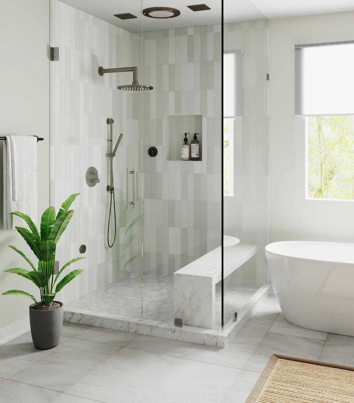 ThermaSol 15-CSPRD Essential Shower Fixture Package - Rain Canopy + Shower Arm + Hand Shower + Shower Rail + Shower Hose