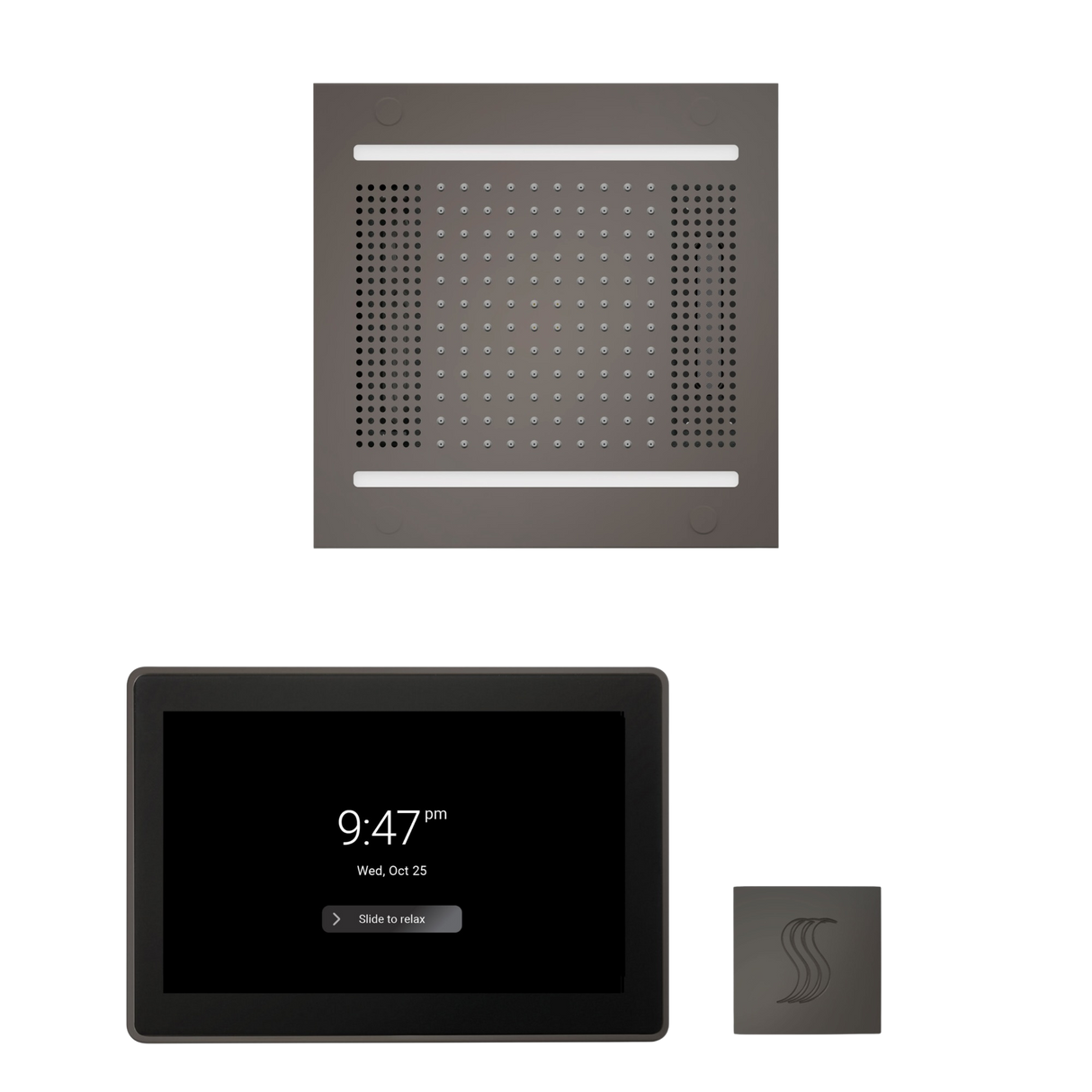 ThermaSol WH14STP15S Wellness Steam Package - HydroVive 14 Rainhead + ThermaTouch2 15" Control + SteamVection Square Steam Head