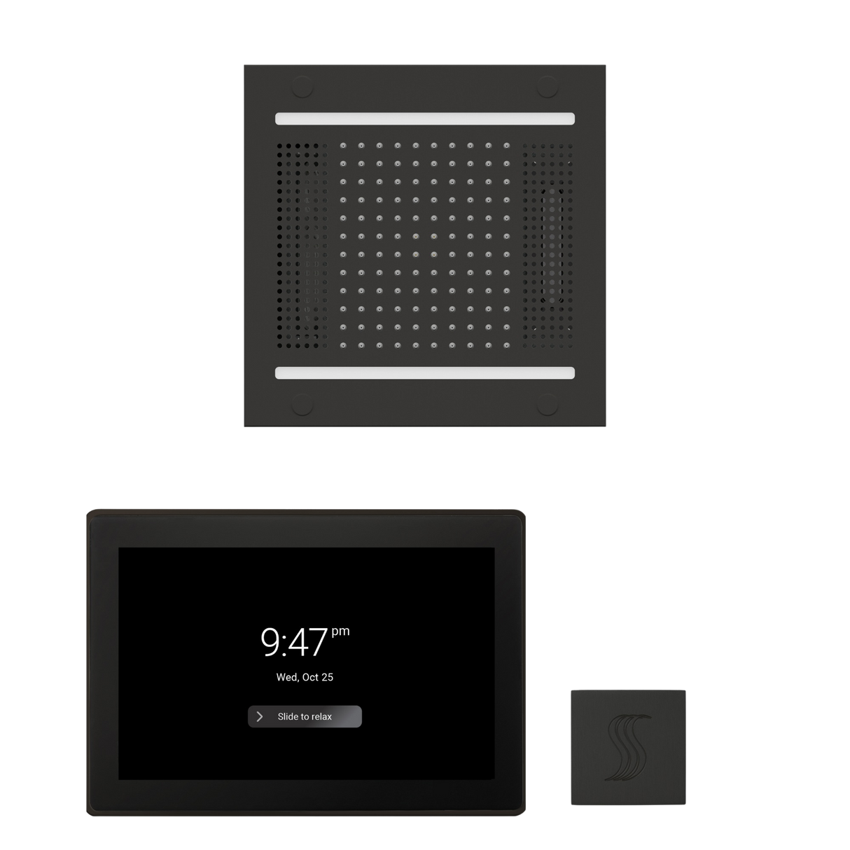 ThermaSol WH14STP15S Wellness Steam Package - HydroVive 14 Rainhead + ThermaTouch2 15" Control + SteamVection Square Steam Head