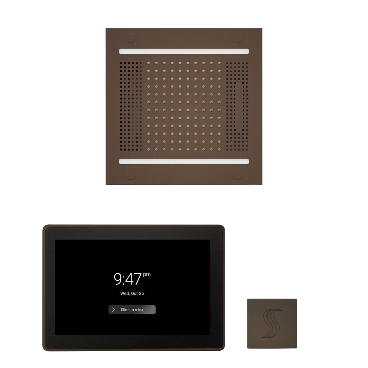 ThermaSol WH14STP15S Wellness Steam Package - HydroVive 14 Rainhead + ThermaTouch2 15" Control + SteamVection Square Steam Head