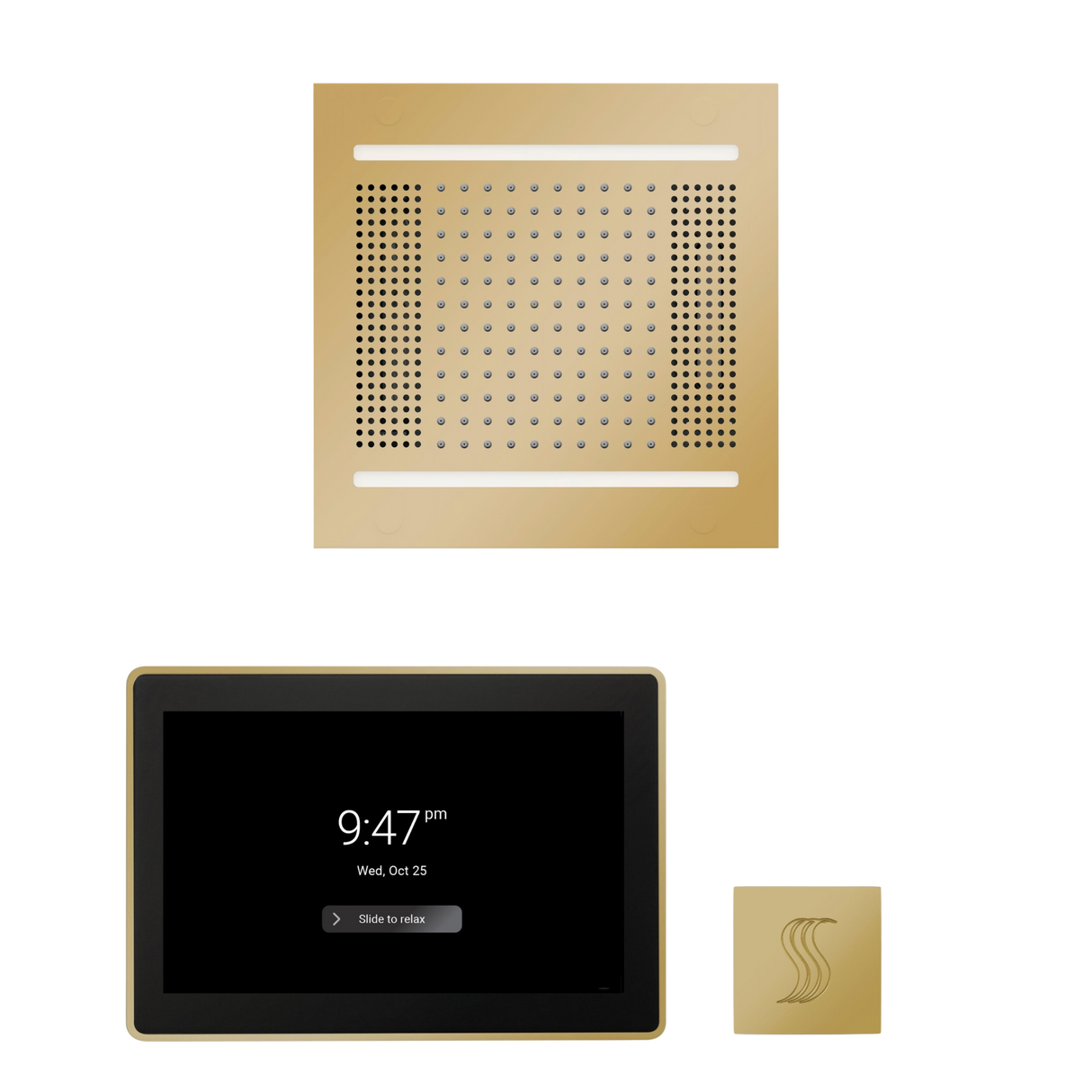 ThermaSol WH14STP15S Wellness Steam Package - HydroVive 14 Rainhead + ThermaTouch2 15" Control + SteamVection Square Steam Head