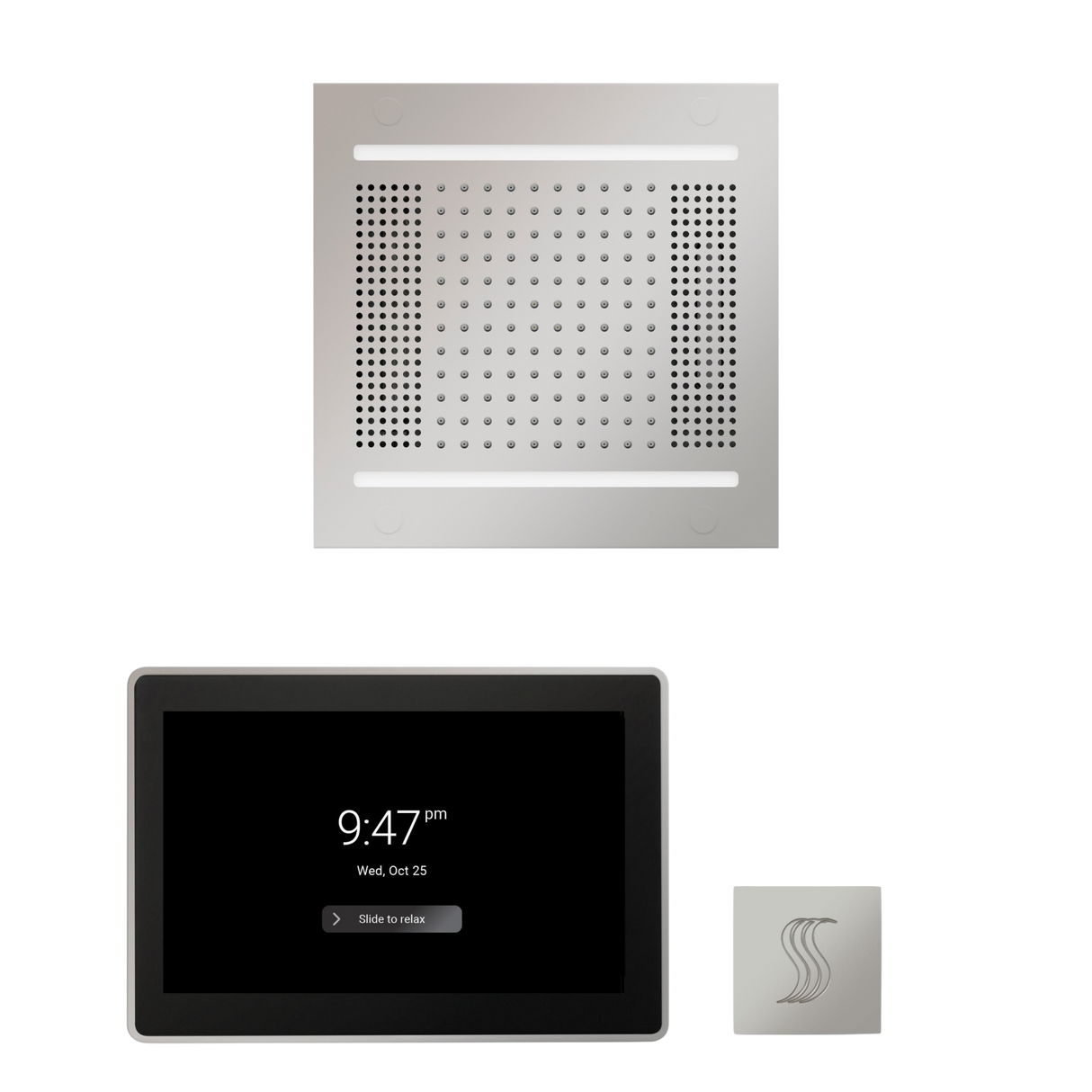 ThermaSol WH14STP15S Wellness Steam Package - HydroVive 14 Rainhead + ThermaTouch2 15" Control + SteamVection Square Steam Head