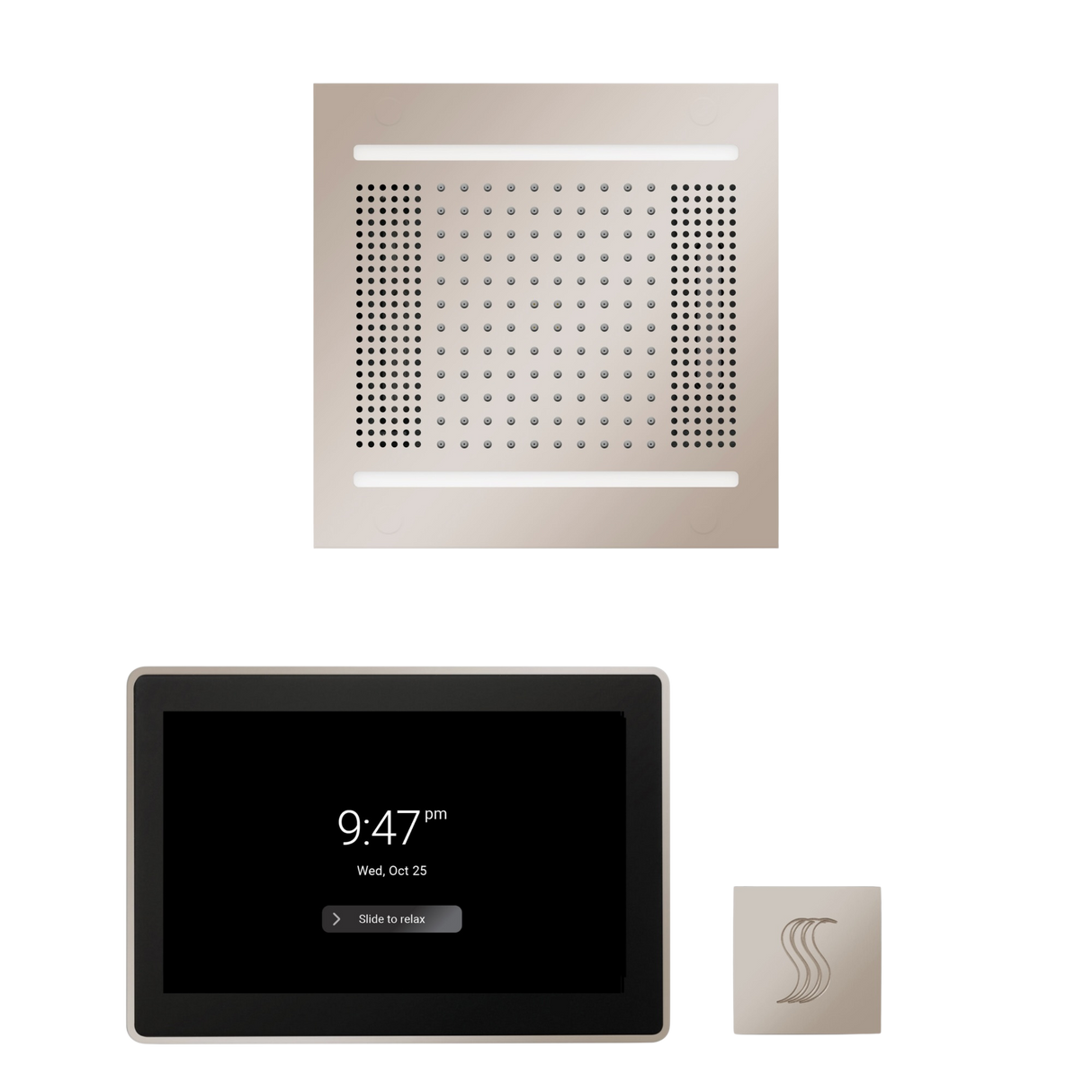 ThermaSol WH14STP15S Wellness Steam Package - HydroVive 14 Rainhead + ThermaTouch2 15" Control + SteamVection Square Steam Head