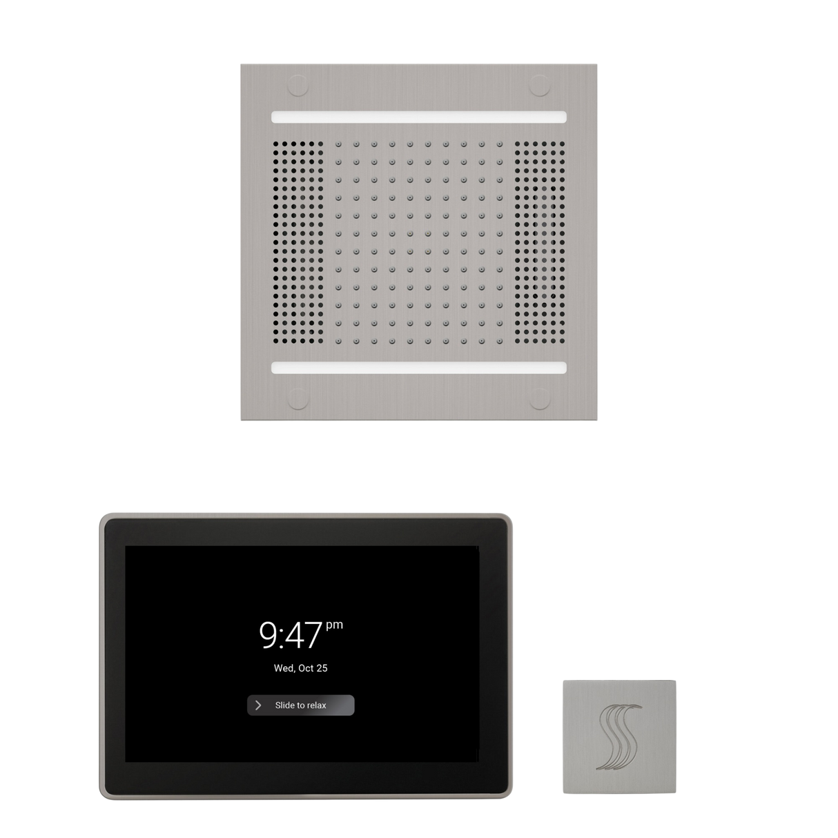 ThermaSol WH14STP15S Wellness Steam Package - HydroVive 14 Rainhead + ThermaTouch2 15" Control + SteamVection Square Steam Head
