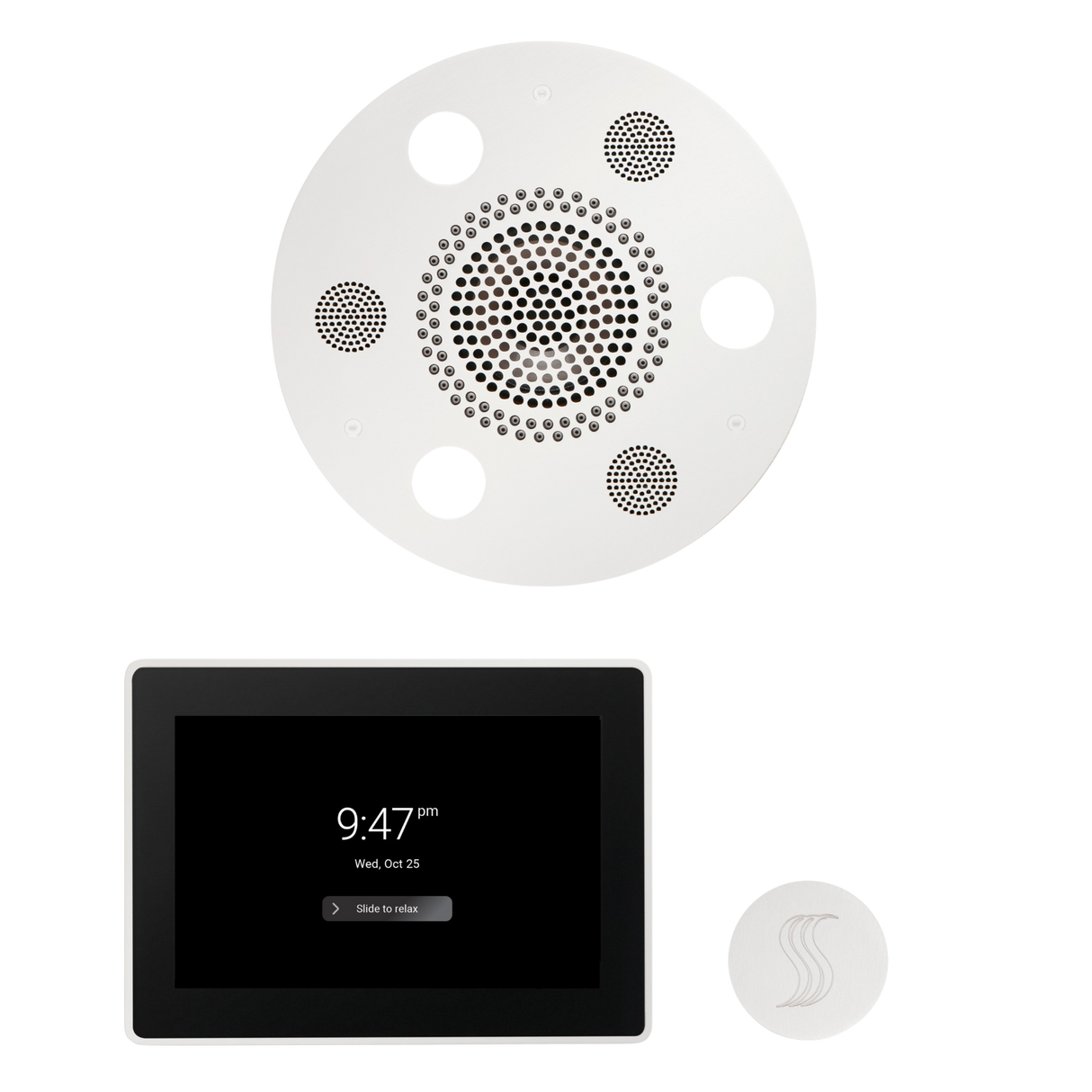 ThermaSol WSTP15R Wellness Steam Package - Serenity Advanced Round Rainhead + ThermaTouch2 15" Control + SteamVection Round Steam Head