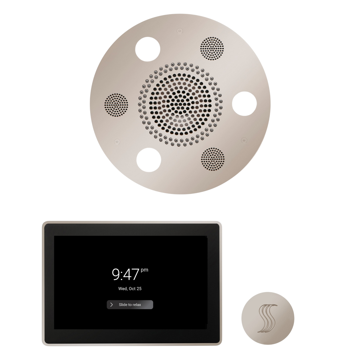 ThermaSol WSTP15R Wellness Steam Package - Serenity Advanced Round Rainhead + ThermaTouch2 15" Control + SteamVection Round Steam Head