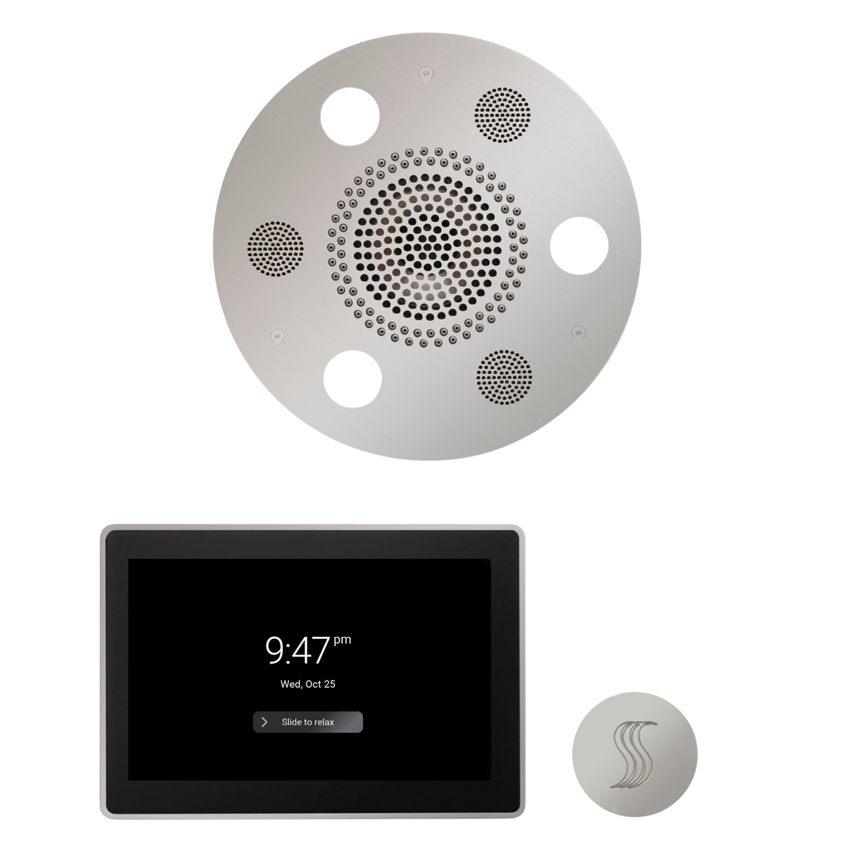 ThermaSol WSTP15R Wellness Steam Package - Serenity Advanced Round Rainhead + ThermaTouch2 15" Control + SteamVection Round Steam Head