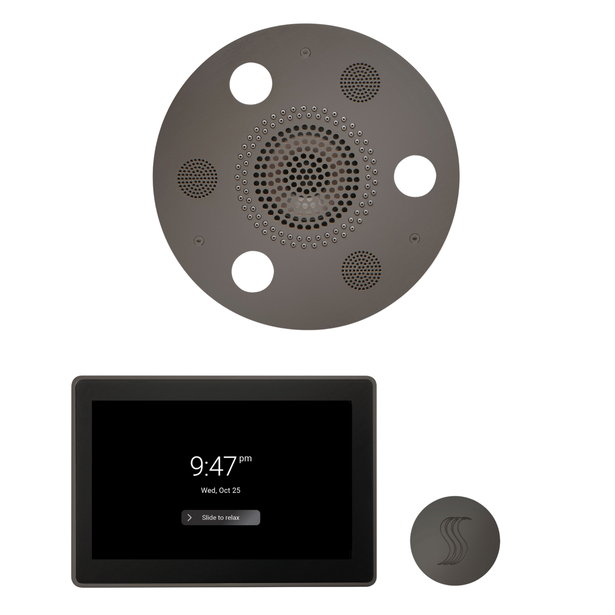 ThermaSol WSTP15R Wellness Steam Package - Serenity Advanced Round Rainhead + ThermaTouch2 15" Control + SteamVection Round Steam Head