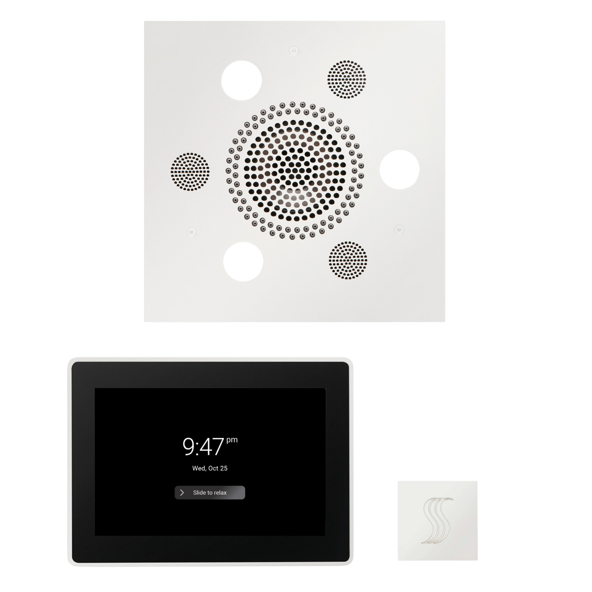 ThermaSol WSTP15S Wellness Steam Package - Serenity Advanced Square Rainhead + ThermaTouch2 15" Control + SteamVection Square Steam Head