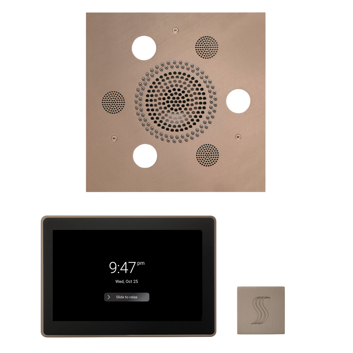 ThermaSol WSTP15S Wellness Steam Package - Serenity Advanced Square Rainhead + ThermaTouch2 15" Control + SteamVection Square Steam Head