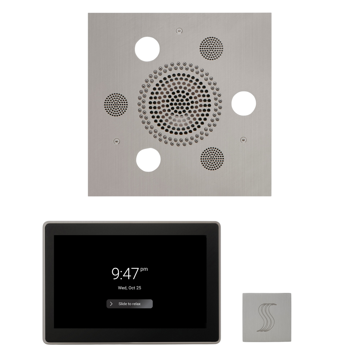ThermaSol WSTP15S Wellness Steam Package - Serenity Advanced Square Rainhead + ThermaTouch2 15" Control + SteamVection Square Steam Head