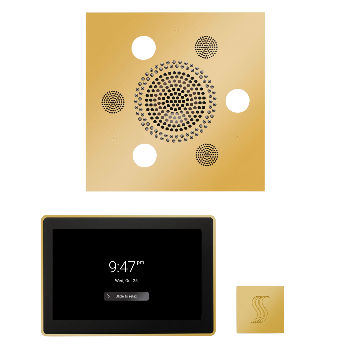 ThermaSol WSTP15S Wellness Steam Package - Serenity Advanced Square Rainhead + ThermaTouch2 15" Control + SteamVection Square Steam Head