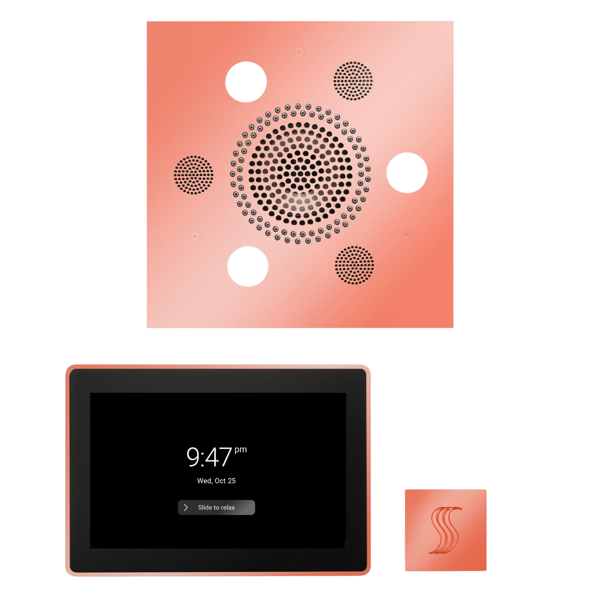 ThermaSol WSTP15S Wellness Steam Package - Serenity Advanced Square Rainhead + ThermaTouch2 15" Control + SteamVection Square Steam Head