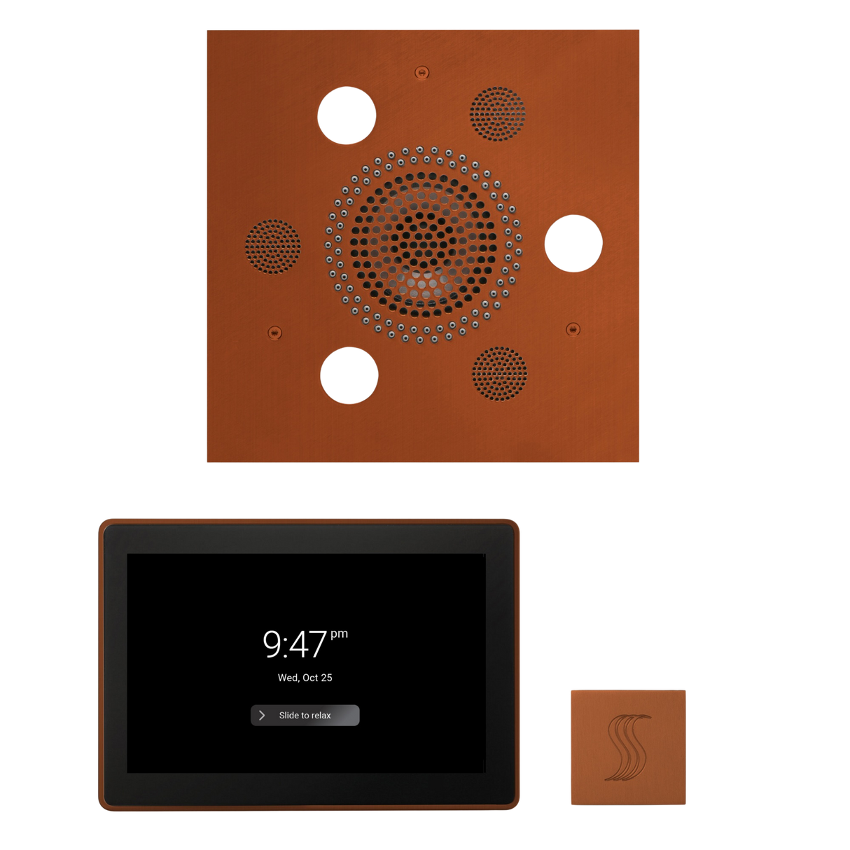 ThermaSol WSTP15S Wellness Steam Package - Serenity Advanced Square Rainhead + ThermaTouch2 15" Control + SteamVection Square Steam Head
