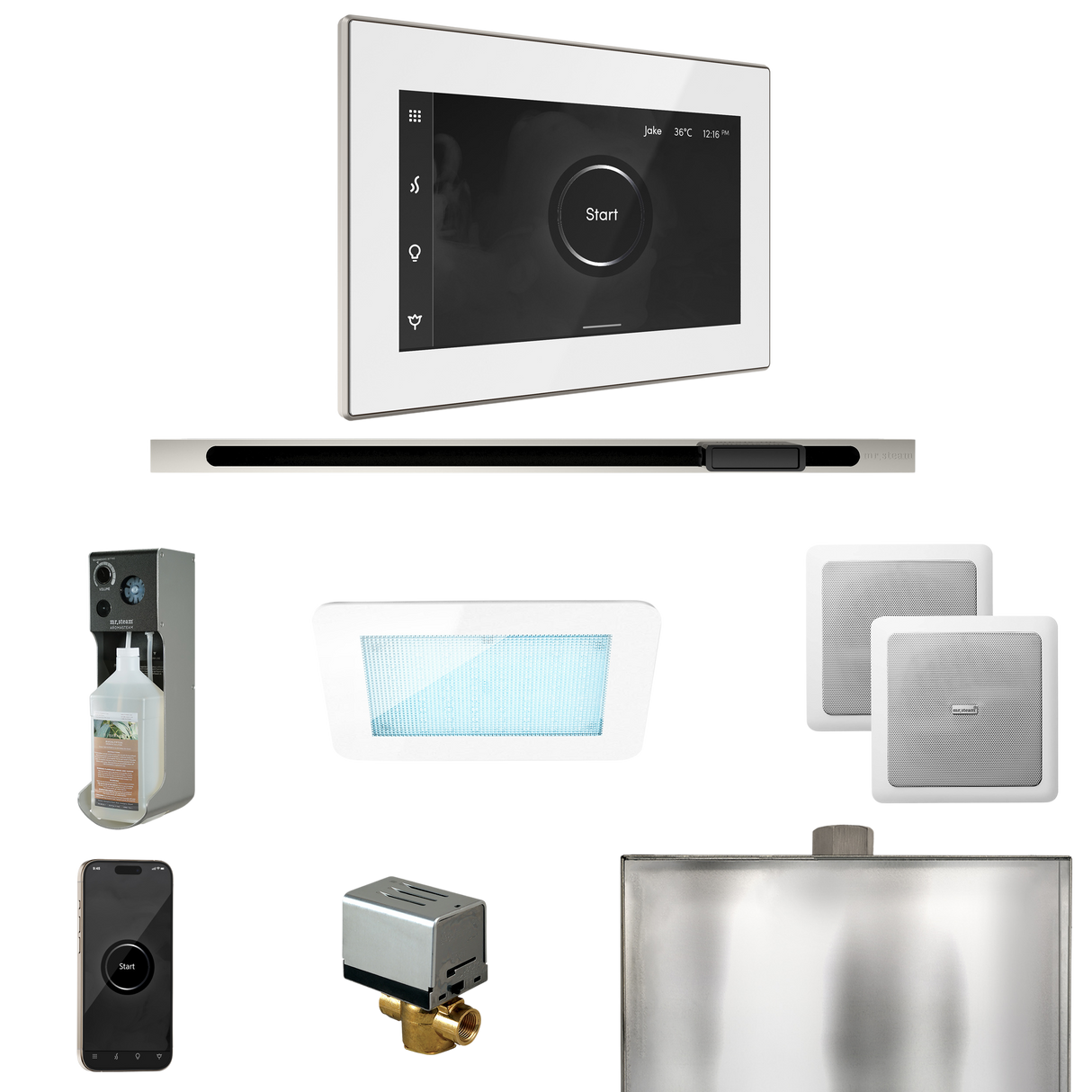 Mr. Steam XDream Steam Shower Control Package with iSteamX Control and Linear Steamhead