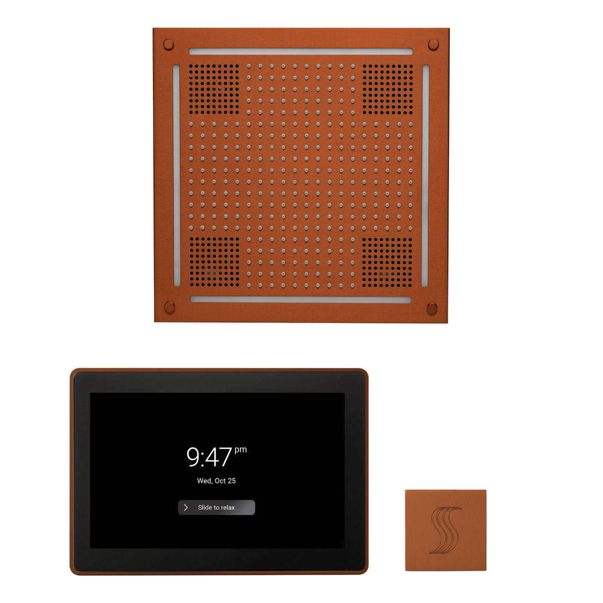 ThermaSol WHSTP15S Wellness Steam Package - HydroVive 18 Rainhead + ThermaTouch2 15" Control + SteamVection Square Steam Head