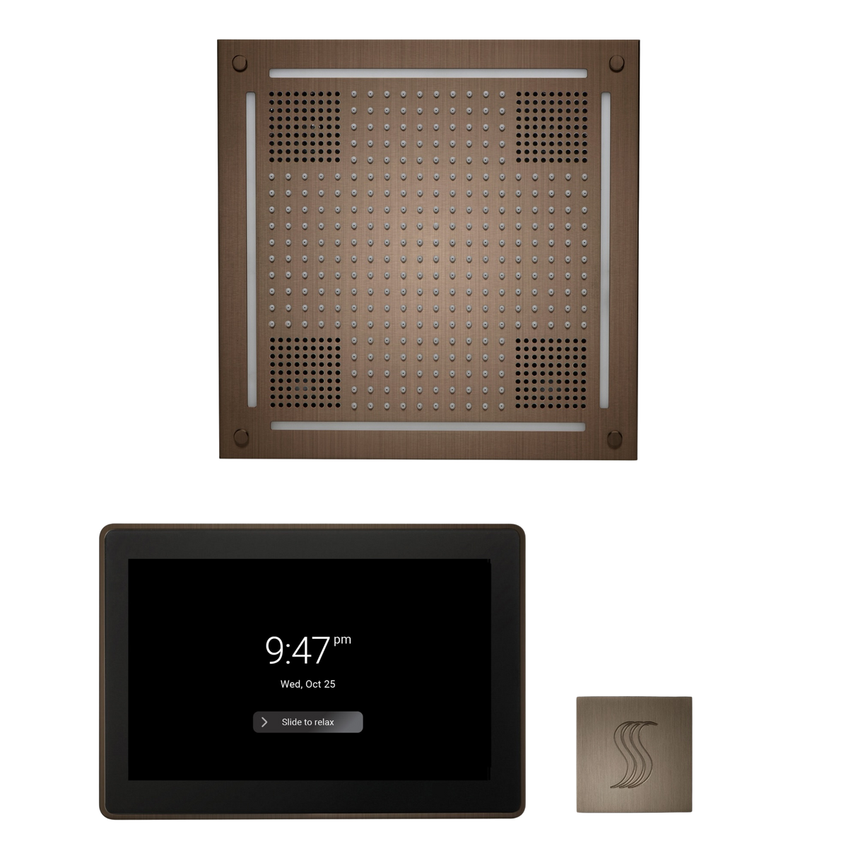 ThermaSol WHSTP15S Wellness Steam Package - HydroVive 18 Rainhead + ThermaTouch2 15" Control + SteamVection Square Steam Head