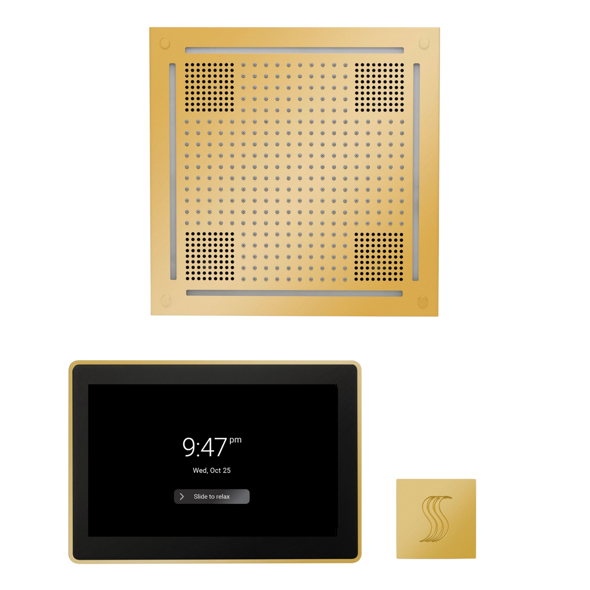 ThermaSol WHSTP15S Wellness Steam Package - HydroVive 18 Rainhead + ThermaTouch2 15" Control + SteamVection Square Steam Head
