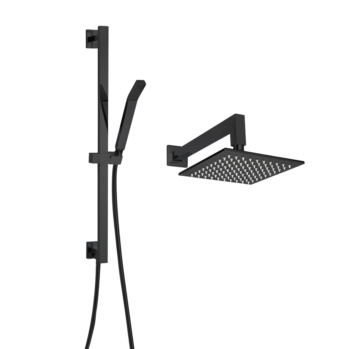 ThermaSol 15-CSPSQ Essential Shower Fixture Package - Rain Canopy + Shower Arm + Hand Shower + Shower Rail + Shower Hose