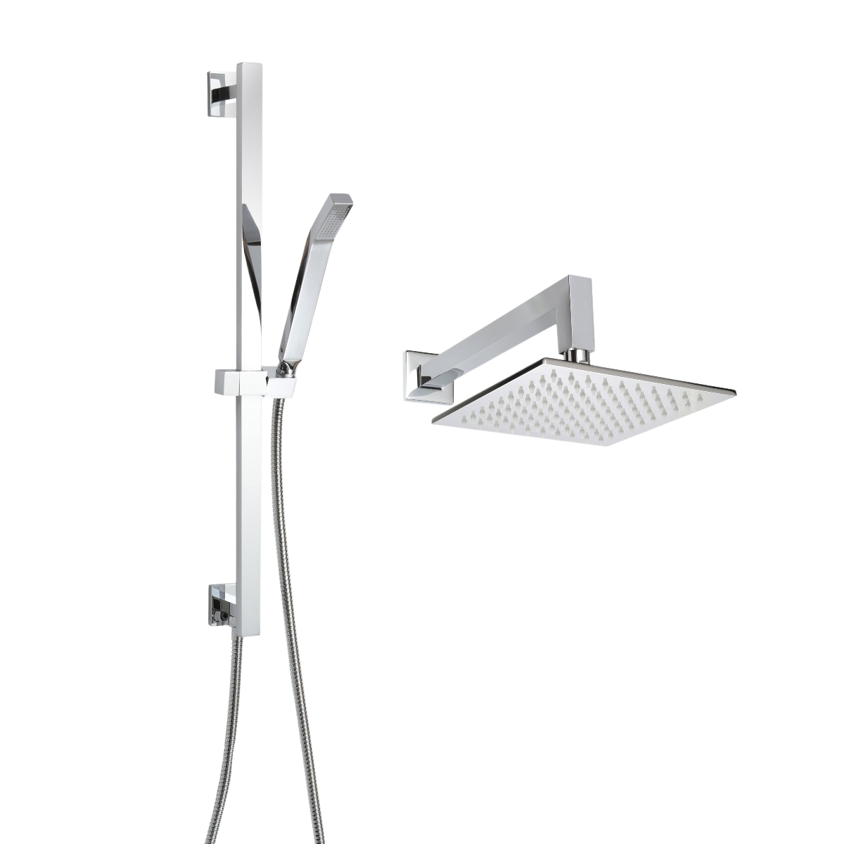 ThermaSol 15-CSPSQ Essential Shower Fixture Package - Rain Canopy + Shower Arm + Hand Shower + Shower Rail + Shower Hose