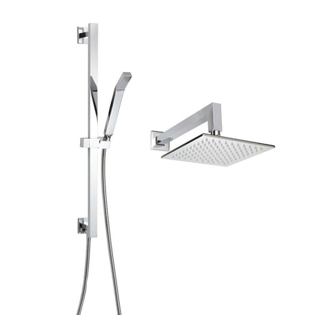 ThermaSol 15-CSPSQ Essential Shower Fixture Package - Rain Canopy + Shower Arm + Hand Shower + Shower Rail + Shower Hose