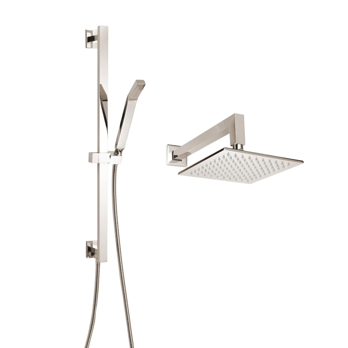 ThermaSol 15-CSPSQ Essential Shower Fixture Package - Rain Canopy + Shower Arm + Hand Shower + Shower Rail + Shower Hose