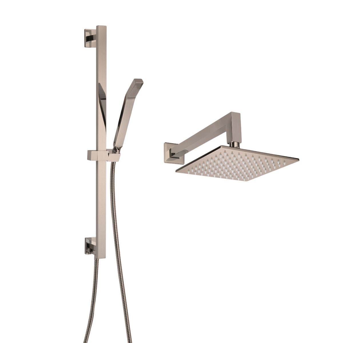 ThermaSol 15-CSPSQ Essential Shower Fixture Package - Rain Canopy + Shower Arm + Hand Shower + Shower Rail + Shower Hose