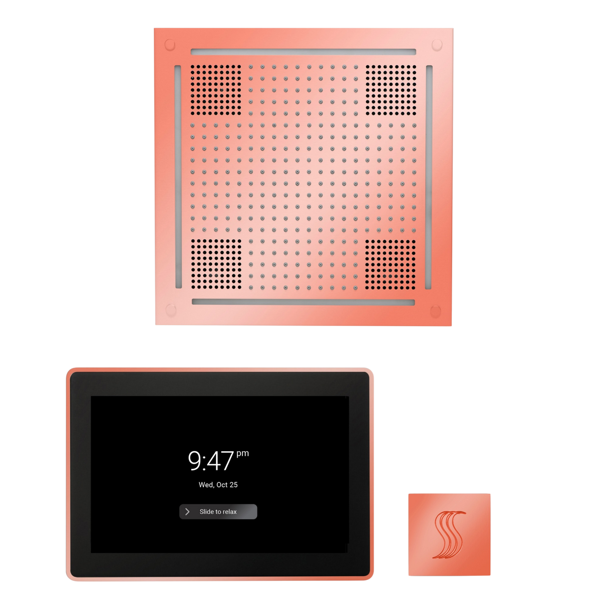 ThermaSol WHSTP15S Wellness Steam Package - HydroVive 18 Rainhead + ThermaTouch2 15" Control + SteamVection Square Steam Head
