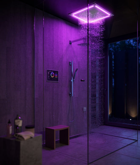 ThermaSol TWPH10US Total Wellness Package - HydroVive 18 Rainhead + ThermaTouch2 10" Control + Digital Shower Valve + SteamVection Square Steam Head
