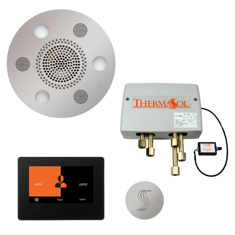 ThermaSol TWP7R Total Wellness Package - Serenity Advanced Round Rainhead + ThermaTouch2 7" Black Trim Control + Digital Shower Valve + SteamVection Round Steam Head