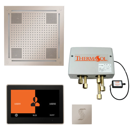 ThermaSol TWPH10US Total Wellness Package - HydroVive 18 Rainhead + ThermaTouch2 10" Control + Digital Shower Valve + SteamVection Square Steam Head