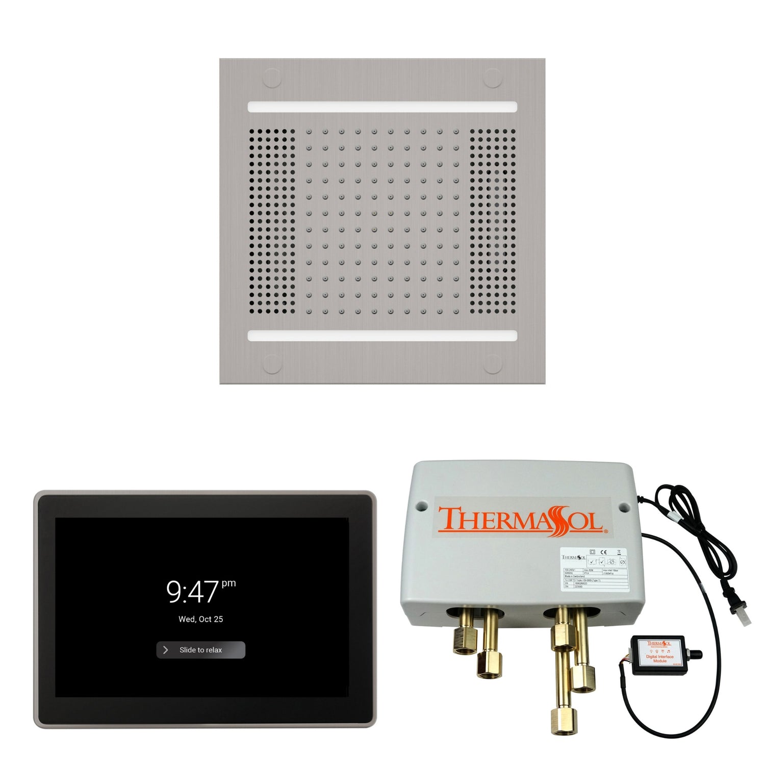 ThermaSol WH14SP15S Wellness Shower Package - HydroVive 14 Rainhead + ThermaTouch2 15" Control + Digital Shower Valve