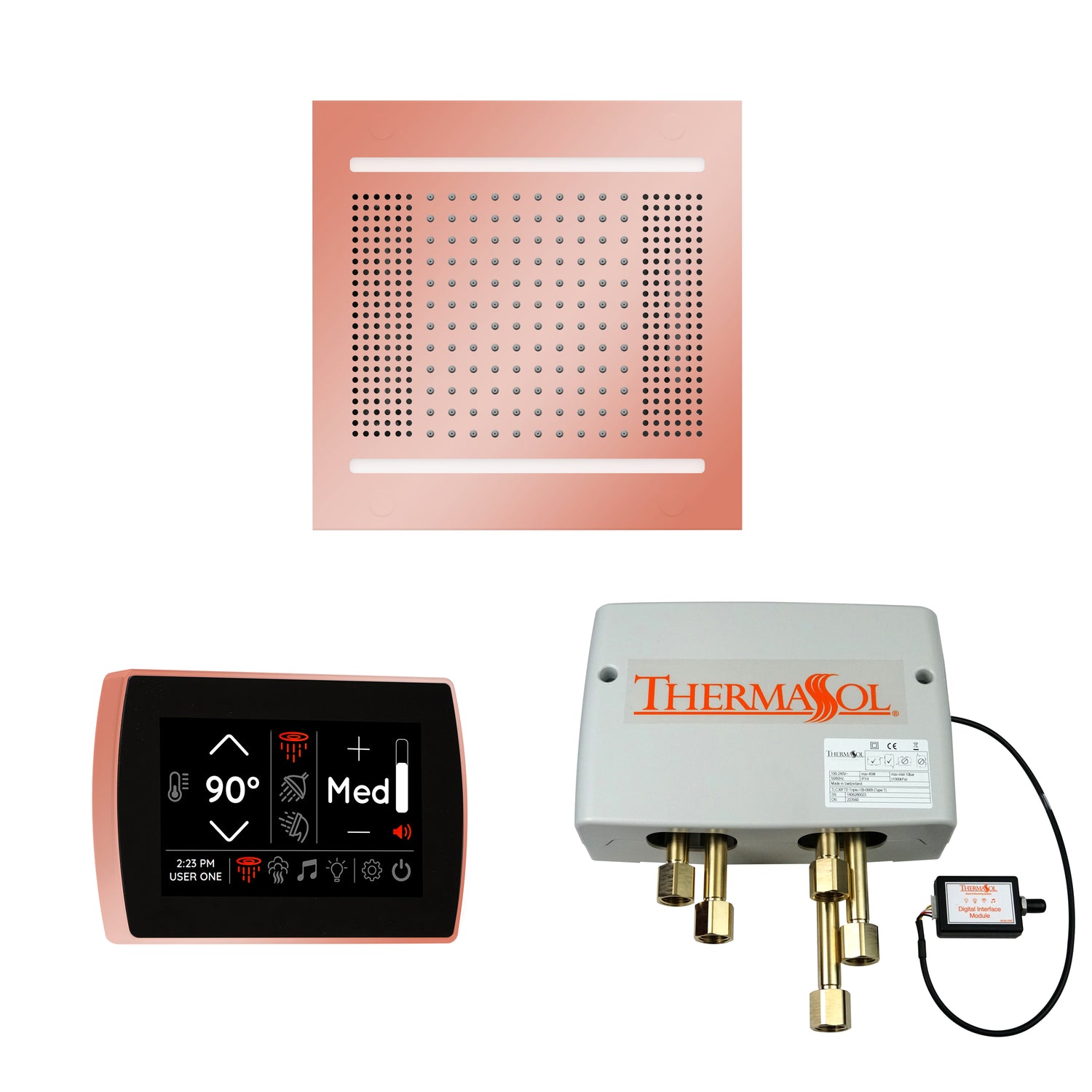 ThermaSol WH14SPSR Wellness Shower Package - HydroVive 14 Rainhead + SignaTouch Wall Mount Control + Digital Shower Valve