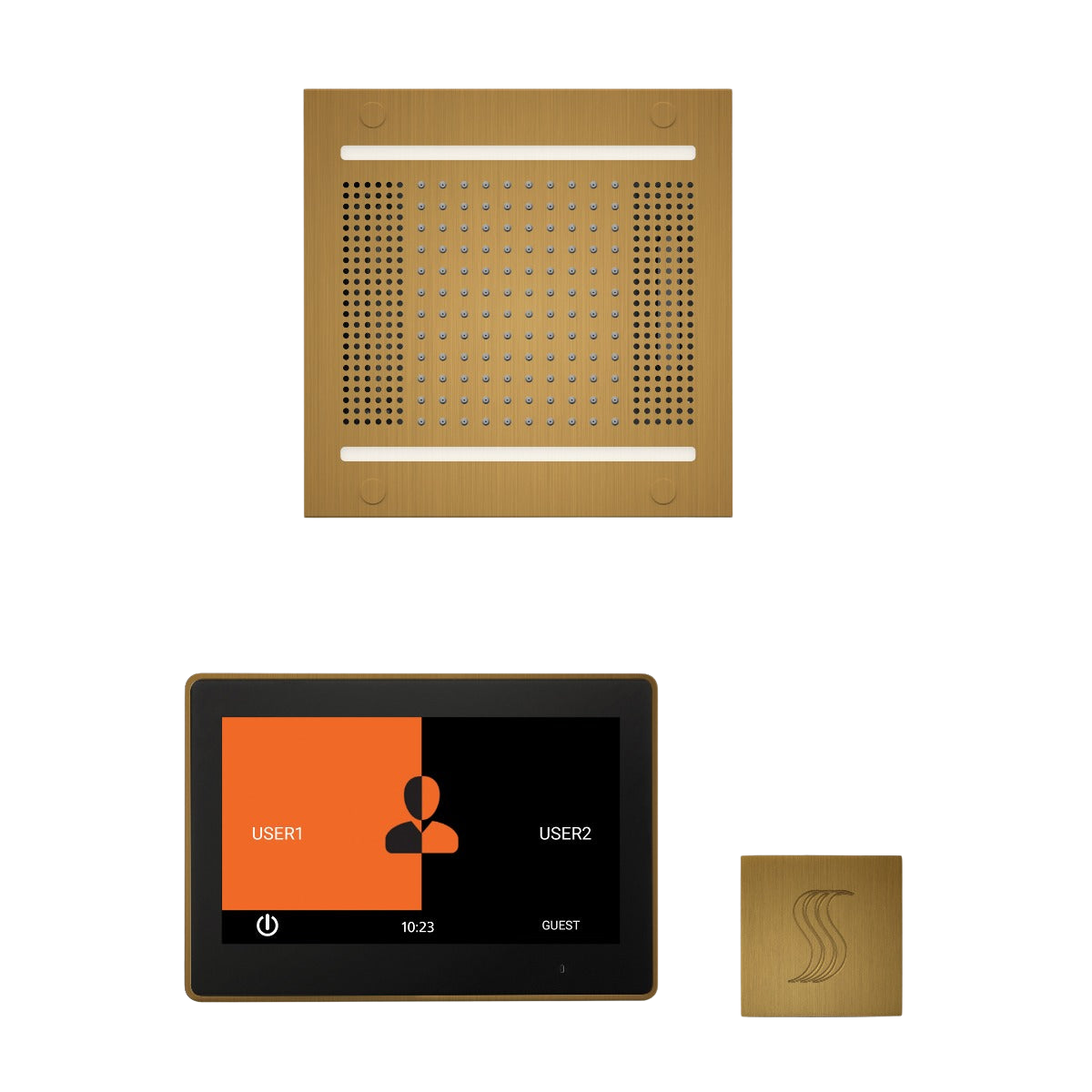 ThermaSol WH14STP10S Wellness Steam Package - HydroVive 14 Rainhead + ThermaTouch2 10" Control + SteamVection Square Steam Head