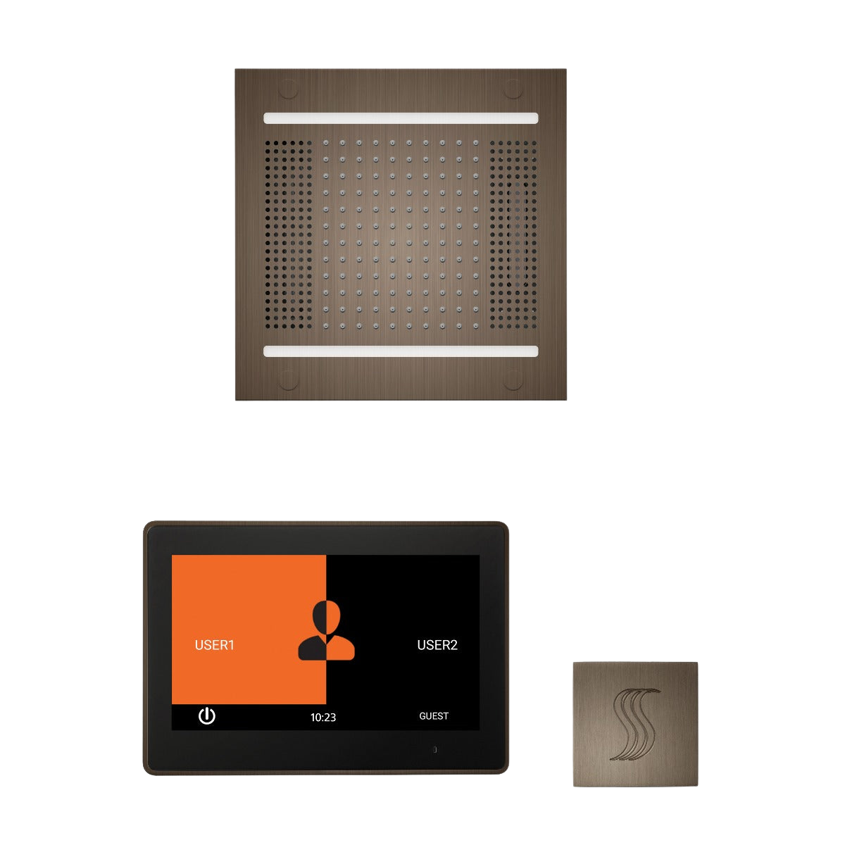 ThermaSol WH14STP10S Wellness Steam Package - HydroVive 14 Rainhead + ThermaTouch2 10" Control + SteamVection Square Steam Head