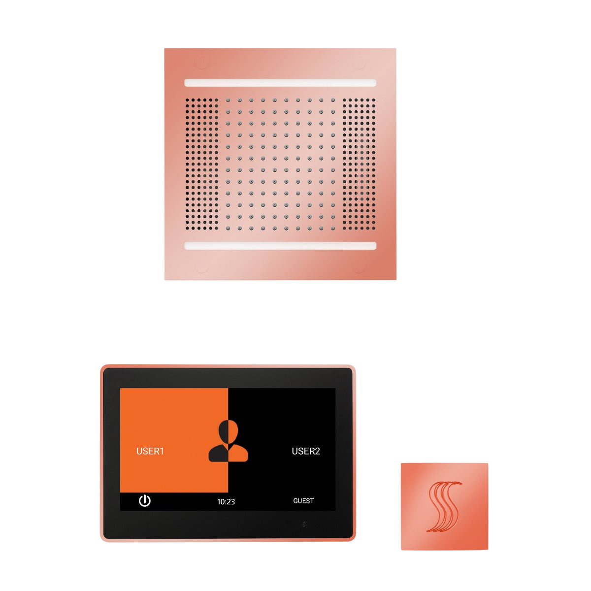 ThermaSol WH14STP10S Wellness Steam Package - HydroVive 14 Rainhead + ThermaTouch2 10" Control + SteamVection Square Steam Head
