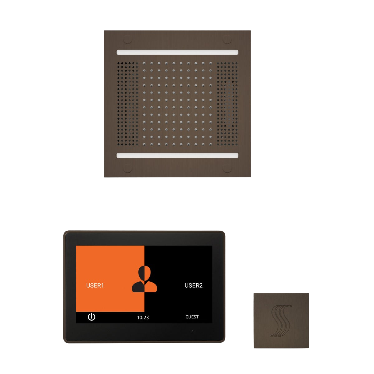 ThermaSol WH14STP10S Wellness Steam Package - HydroVive 14 Rainhead + ThermaTouch2 10" Control + SteamVection Square Steam Head