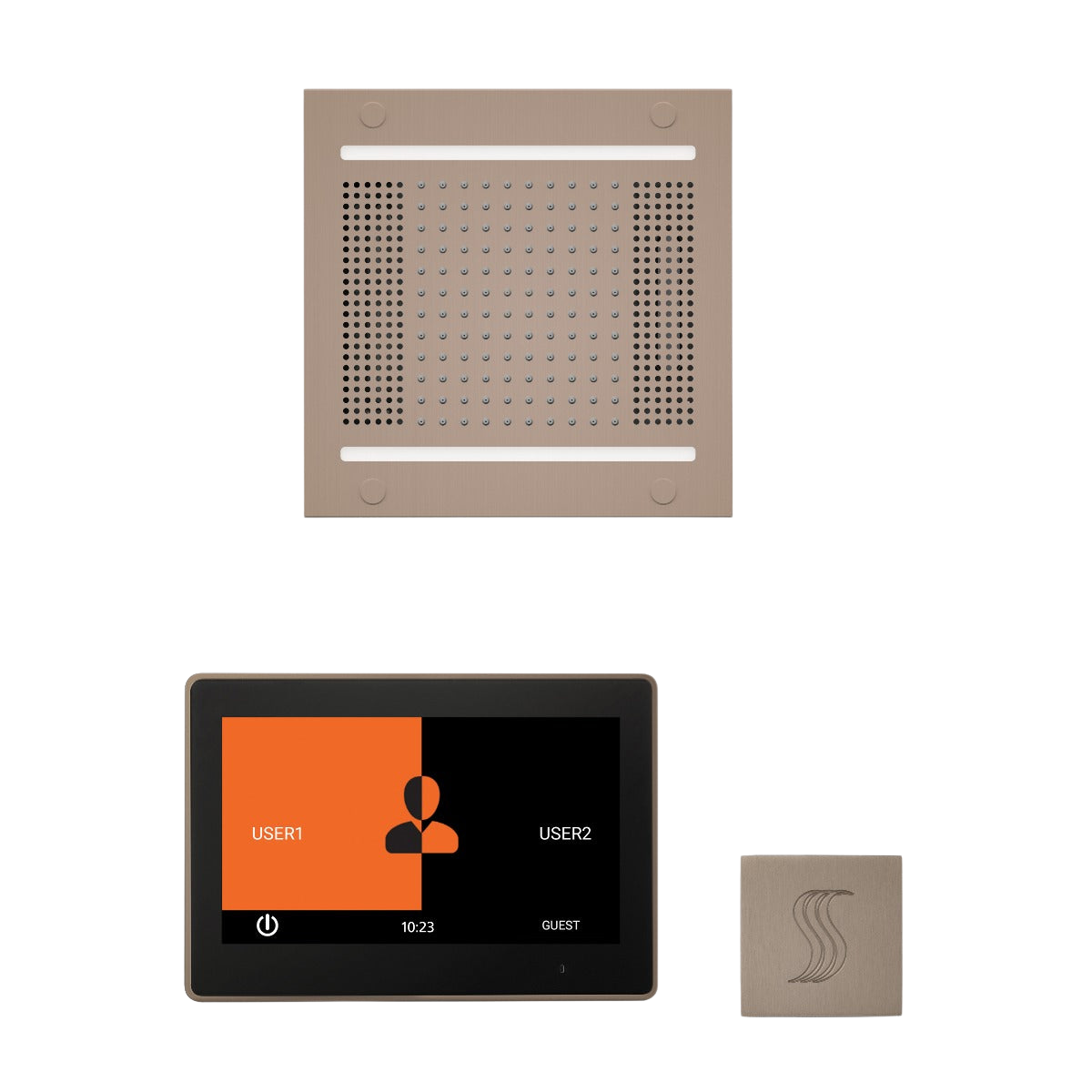 ThermaSol WH14STP10S Wellness Steam Package - HydroVive 14 Rainhead + ThermaTouch2 10" Control + SteamVection Square Steam Head
