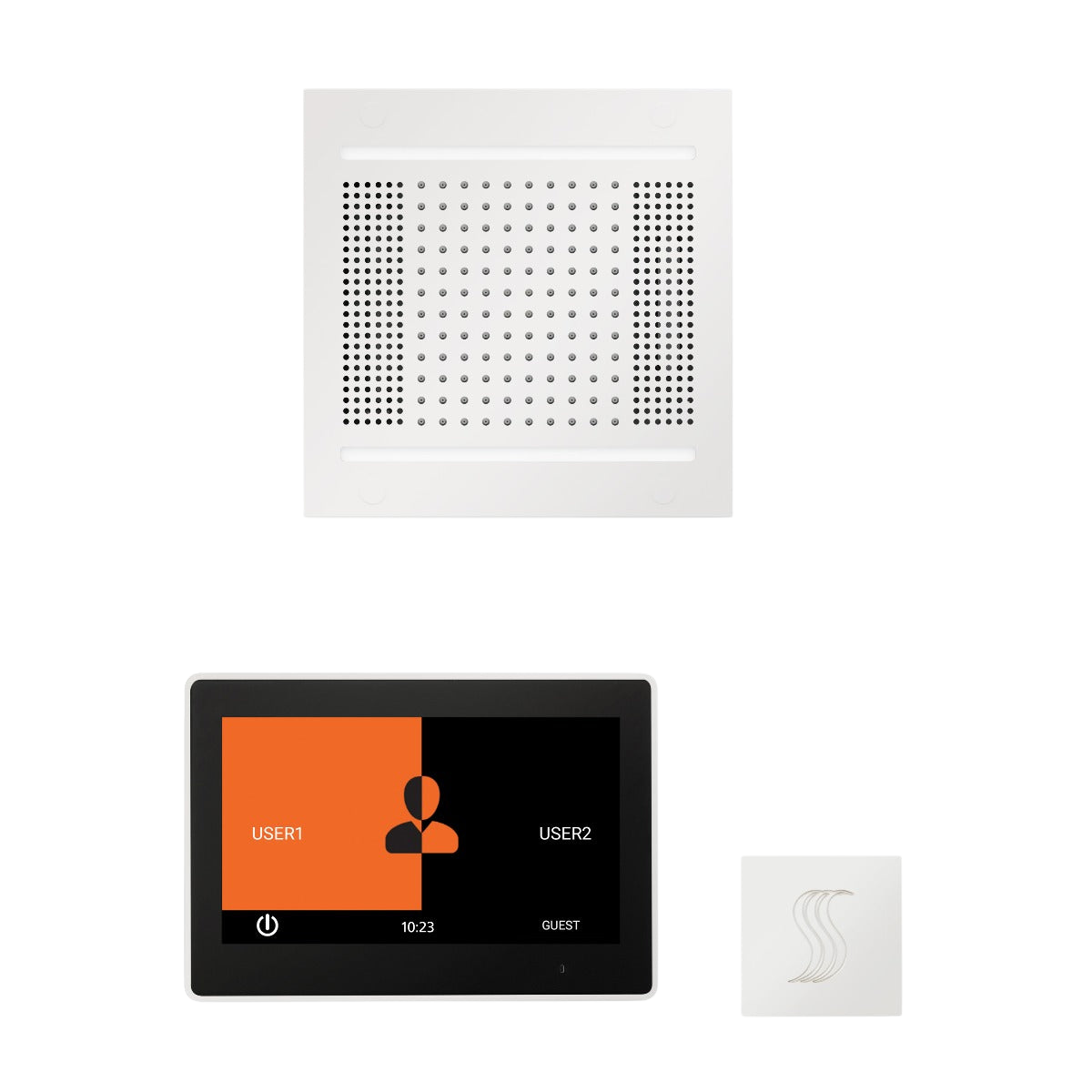 ThermaSol WH14STP10S Wellness Steam Package - HydroVive 14 Rainhead + ThermaTouch2 10" Control + SteamVection Square Steam Head